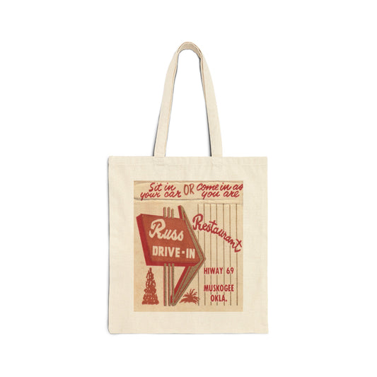 Canvas Tote Bag | Russ Drive-In Restaurant | HWY 69 | Muskogee Oklahoma circa 1950s