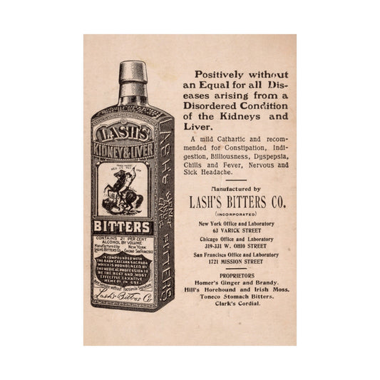 Lash's Bitters Co. Bottle | Quack Medicine Laxative & Cocktail Bitter | Circa 1900s