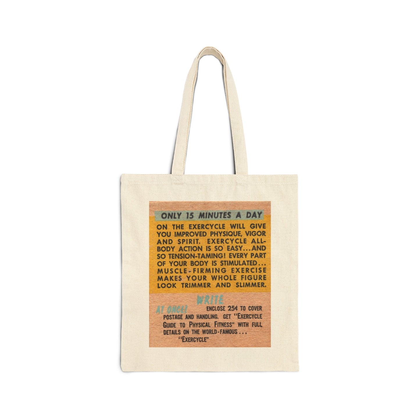 Canvas Tote Bag | Exercycle | Stationary Workout Bike | circa 1950s