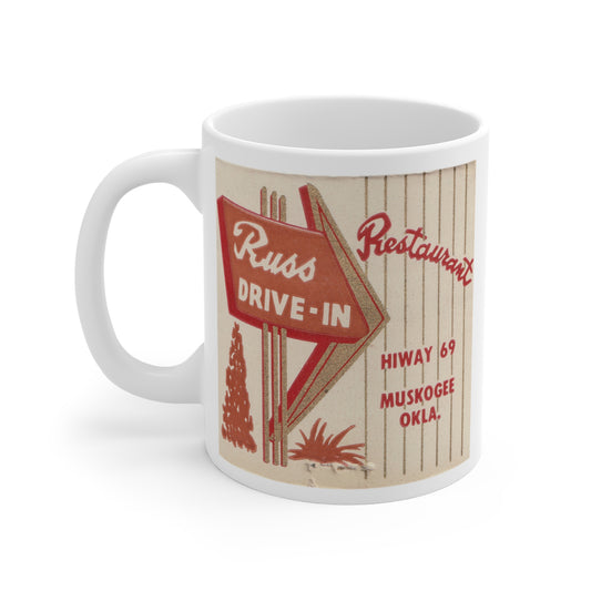 Coffee Mug | Muskogee Oklahoma | Russ Drive-In Restaurant circa 1950s