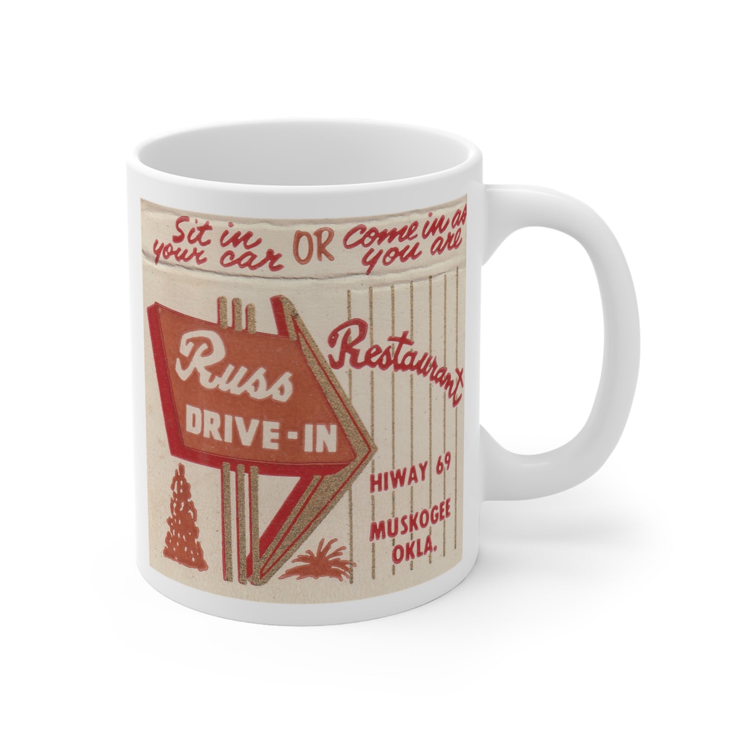 Coffee Mug | Muskogee Oklahoma | Russ Drive-In Restaurant circa 1950s