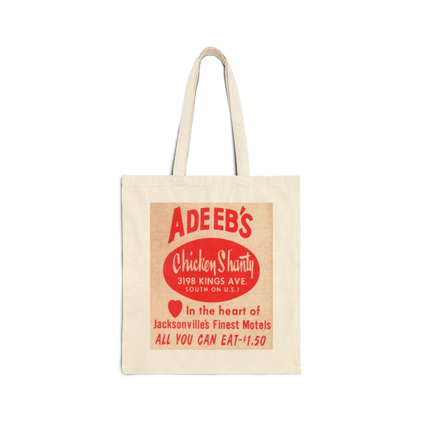 Canvas Tote Bag | Adeeb's Chicken Shanty Restaurant | Kings Ave | Jacksonville Florida circa 1950s