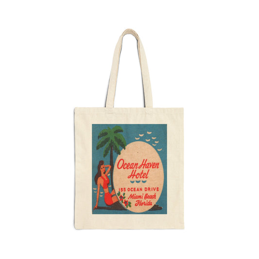 Canvas Tote Bag | Ocean Haven Hotel | Miami Florida circa 1950s