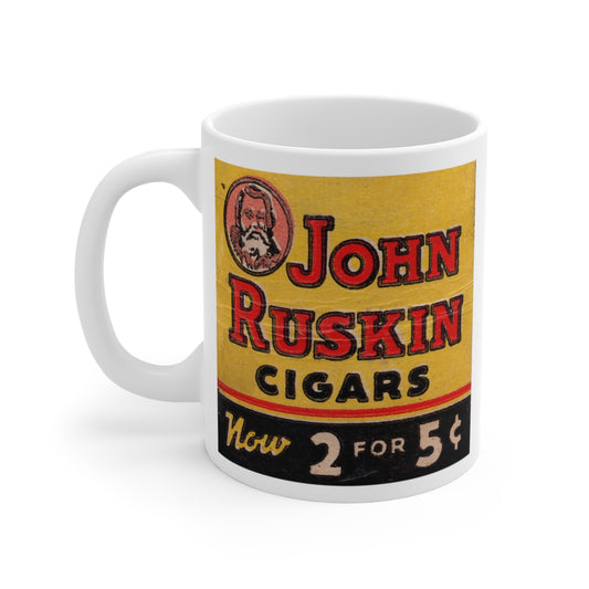 Coffee Mug | John Ruskin Cigars | Tobacco Advertisement circa 1950s