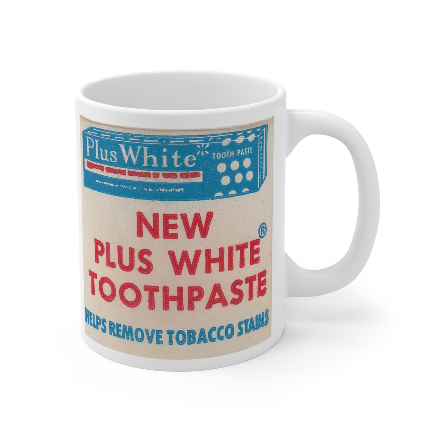 Coffee Mug | Plus White Toothpaste Advertisement | circa 1950s