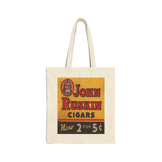 Canvas Tote Bag | John Ruskin Cigars | Tobacco Advertisement circa 1950s